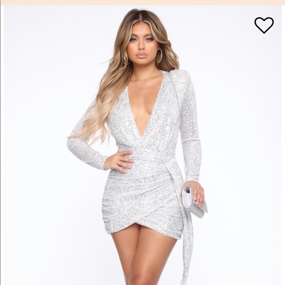 FASHION NOVA Silver Sequin Dress - Picture 4 of 5